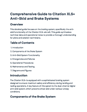 Citation XLS+ Pilot Training Manual: Comprehensive Flight Operations ...