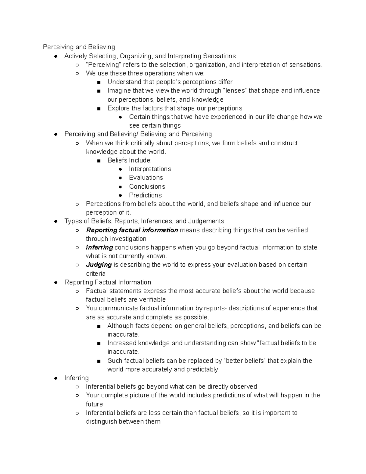 PSY 101 - Week 3: Instruction Notes on Perception and Beliefs - Studocu