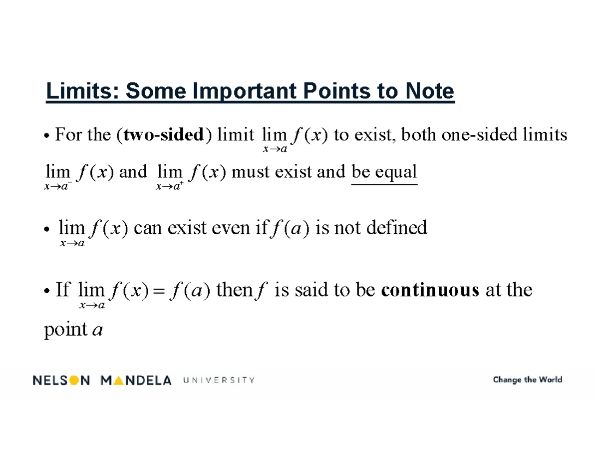 Lecture 1: Finding Limits Using Limit Laws and Properties (MATH 101 ...