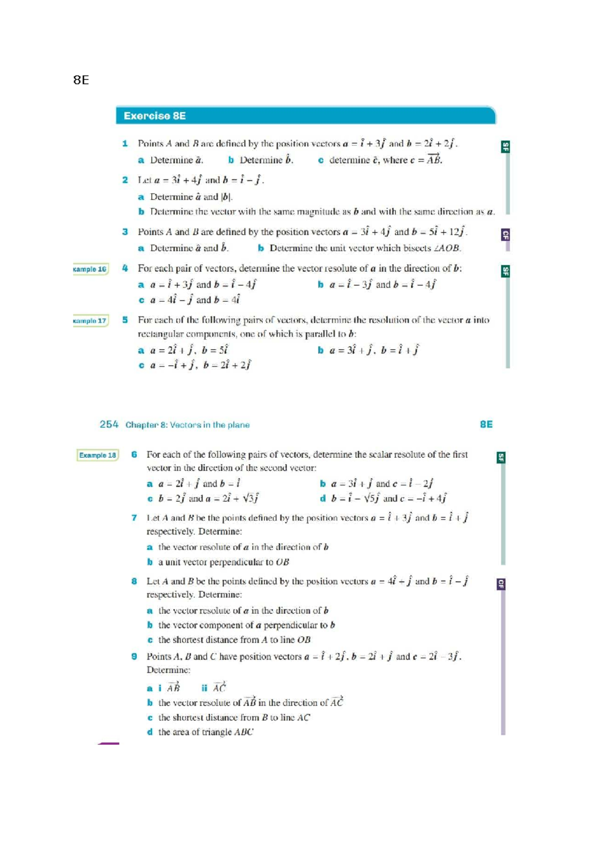 8E Vector Resolute Exercises: Position Vectors and Calculations - Studocu