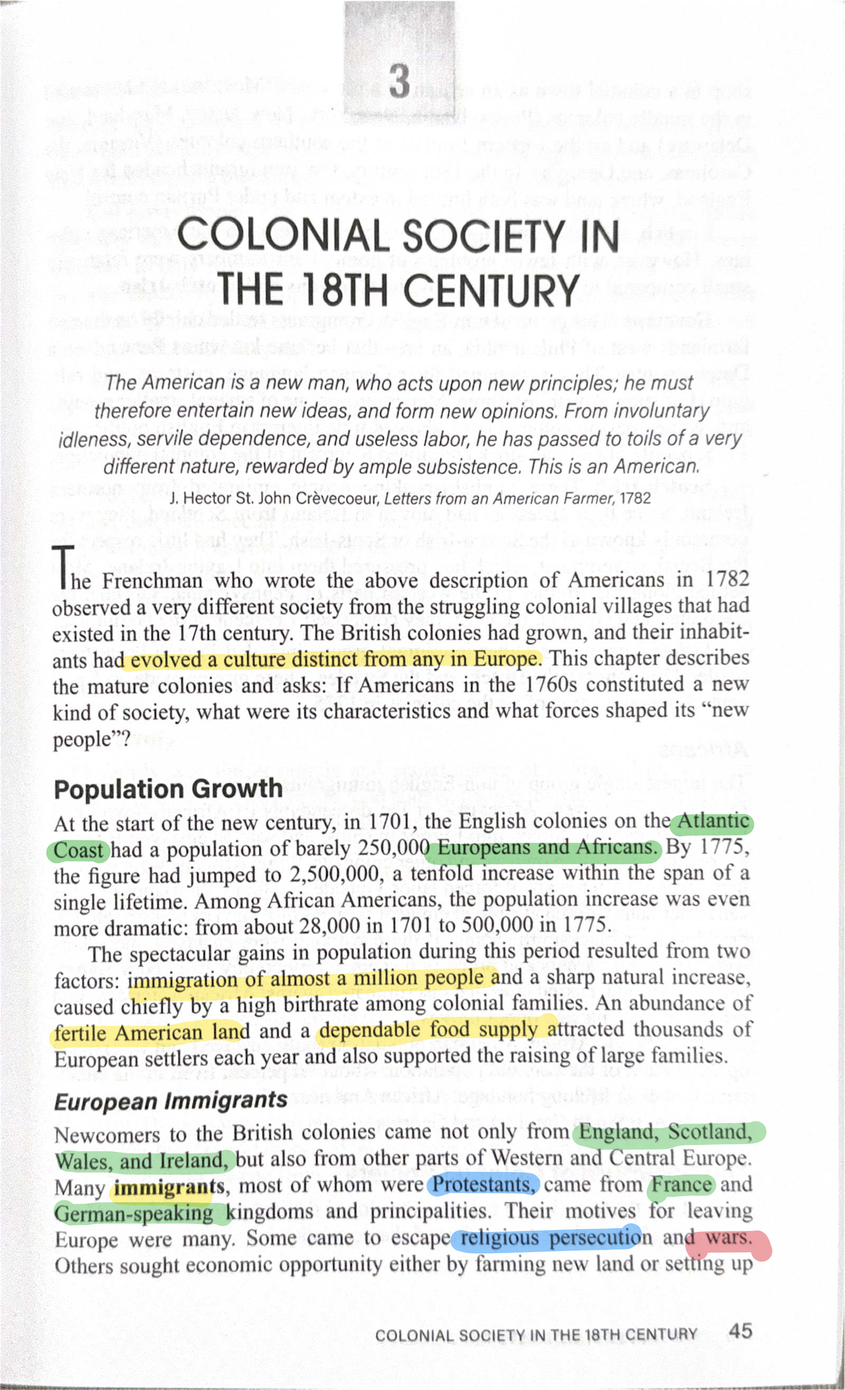 Amsco APUSH CH 3: Colonial Society in the 18th Century - Studocu