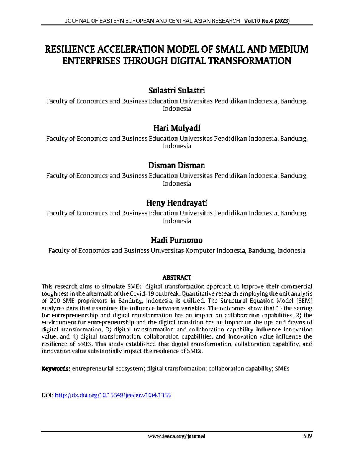 JOURNAL OF EASTERN EUROPEAN AND CENTRAL ASIAN RESEARCH Vol.10 No.4 ...