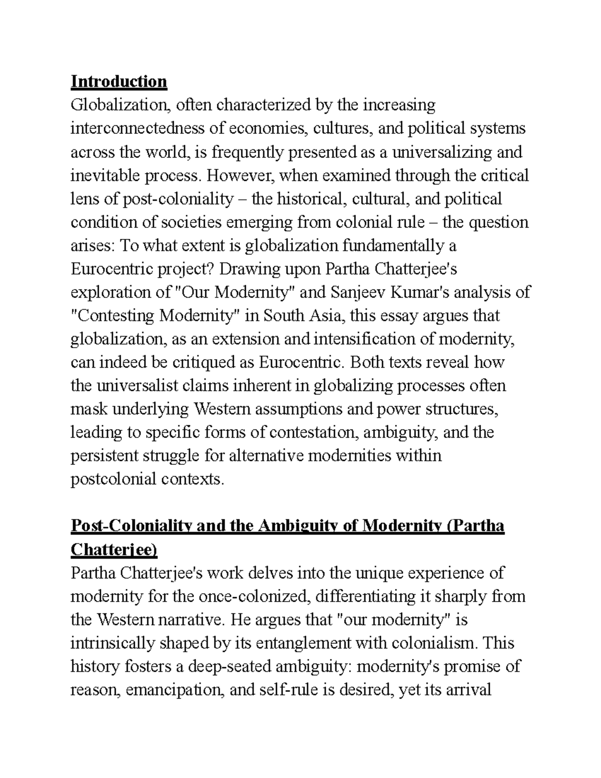 Critical examination of globalization: A Eurocentric perspective on ...