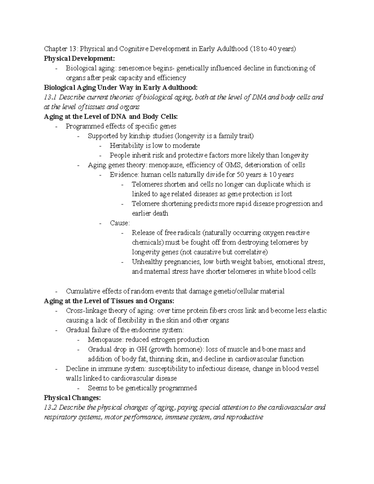 Chapter 13-Psyc 220 - Chapter 13: Physical and Cognitive Development in ...