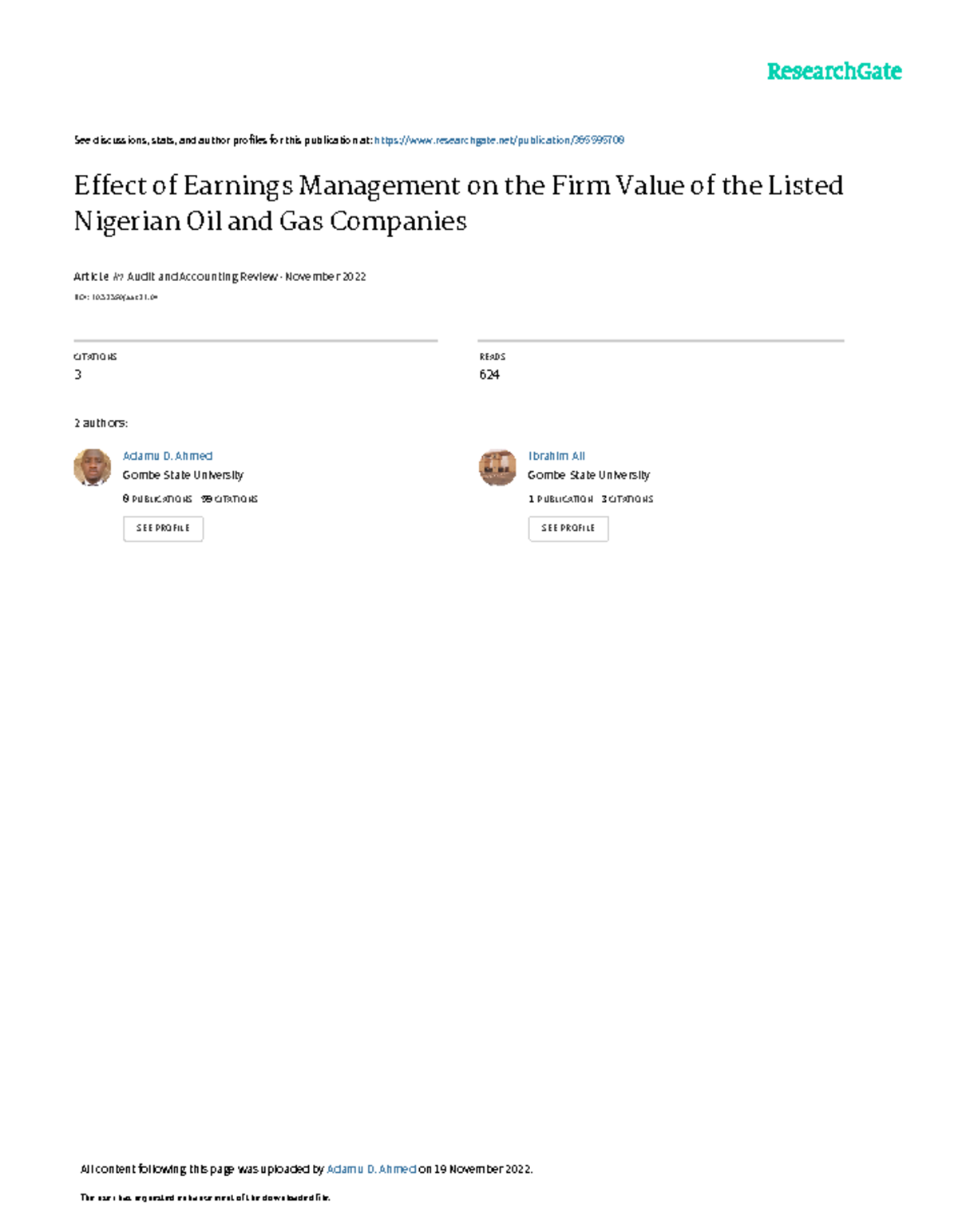 Impact of Earnings Management on Firm Value in Nigerian Oil Sector ...