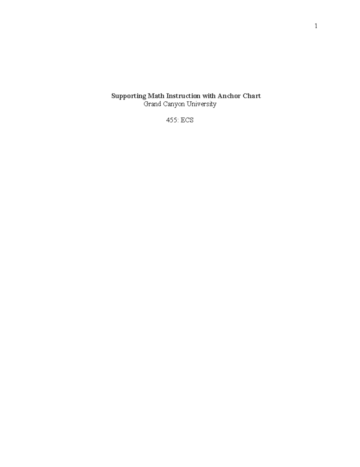 Supporting Math Instruction with Anchor Charts - GCU 455: ECS - Studocu