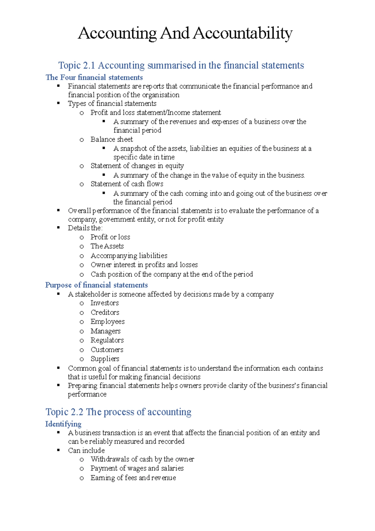 Accounting and Accountability Notes - ” Accountability: The quality of ...