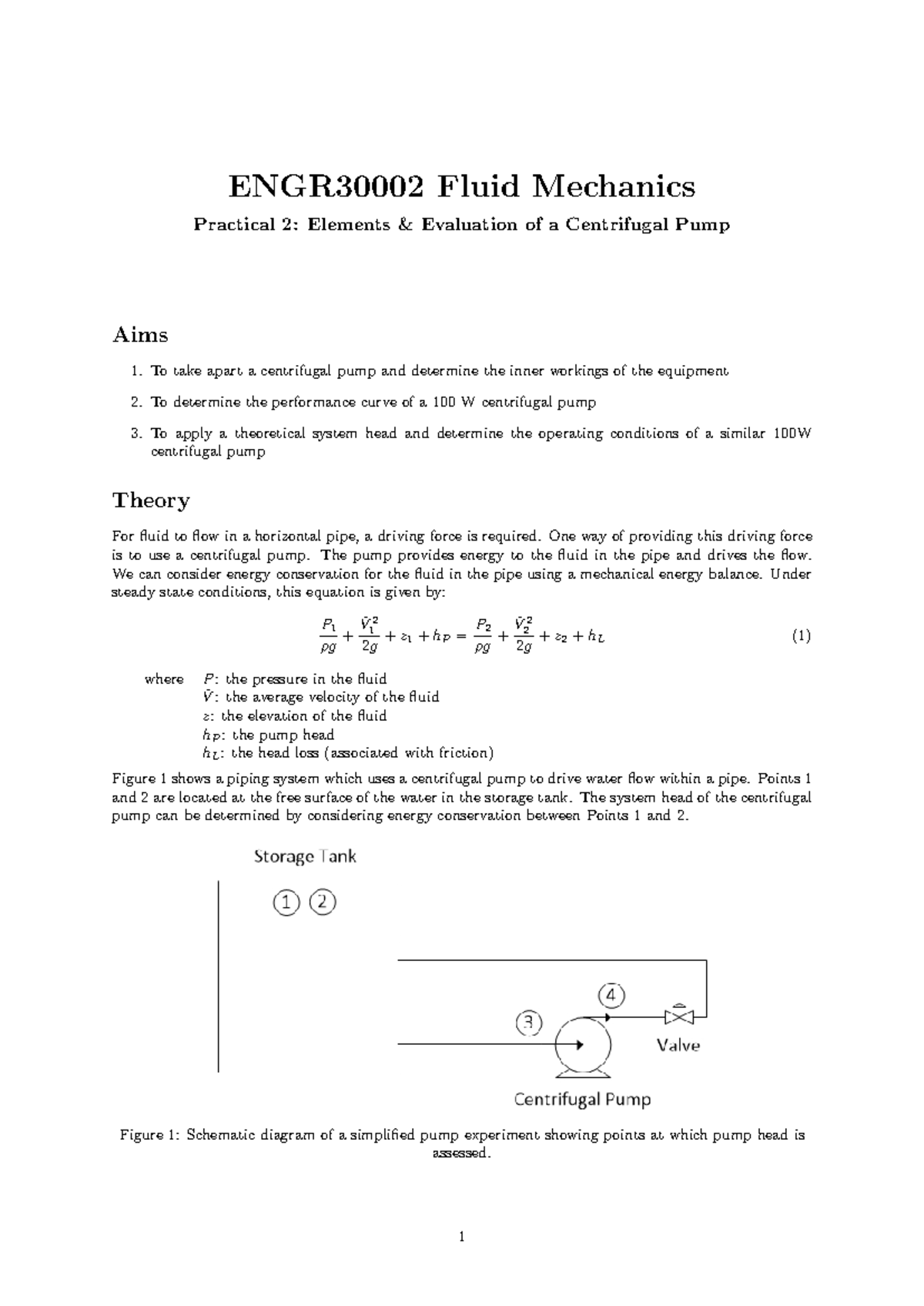 Fluid Mechanics Prac 2: Centrifugal Pump Evaluation & Analysis - Studocu