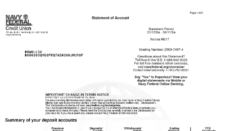 NAVY FEDERAL Credit Union Statement - Important Changes Notice - Studocu