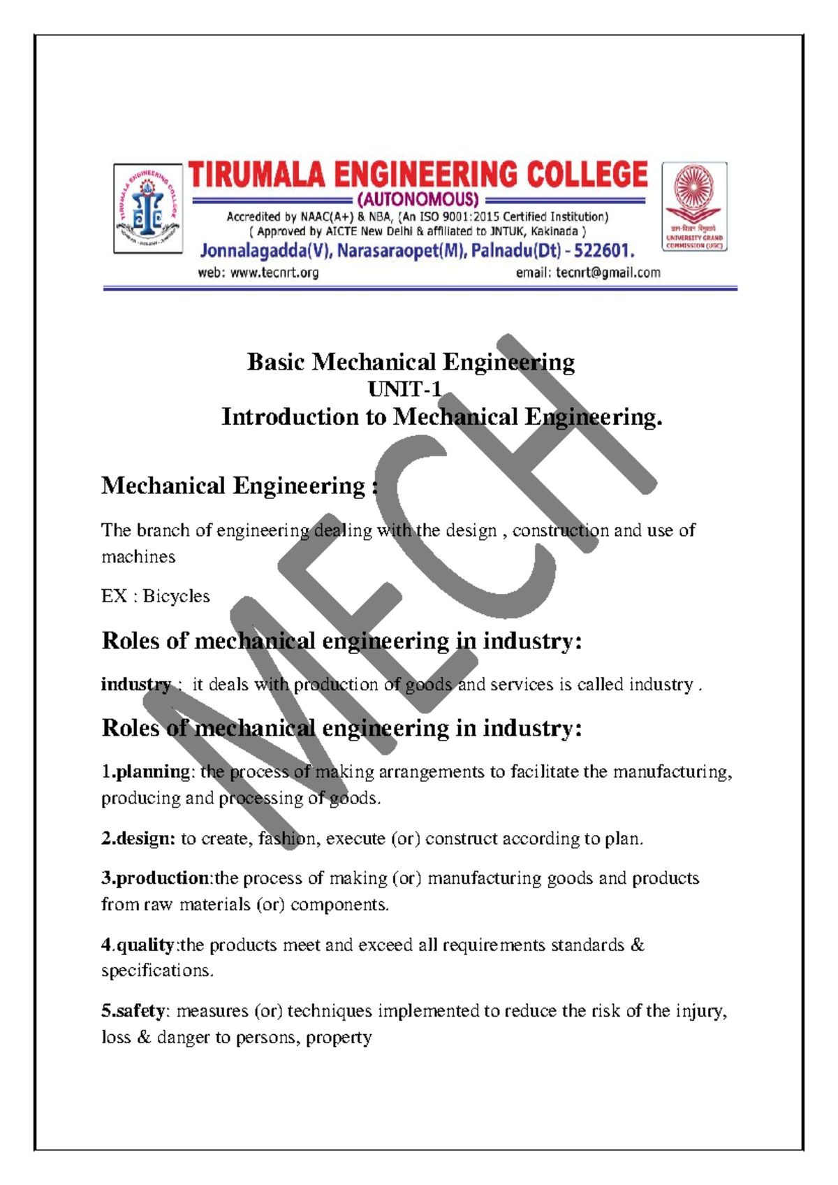 BCME 101: Essential Notes on Basic Mechanical Engineering Concepts ...