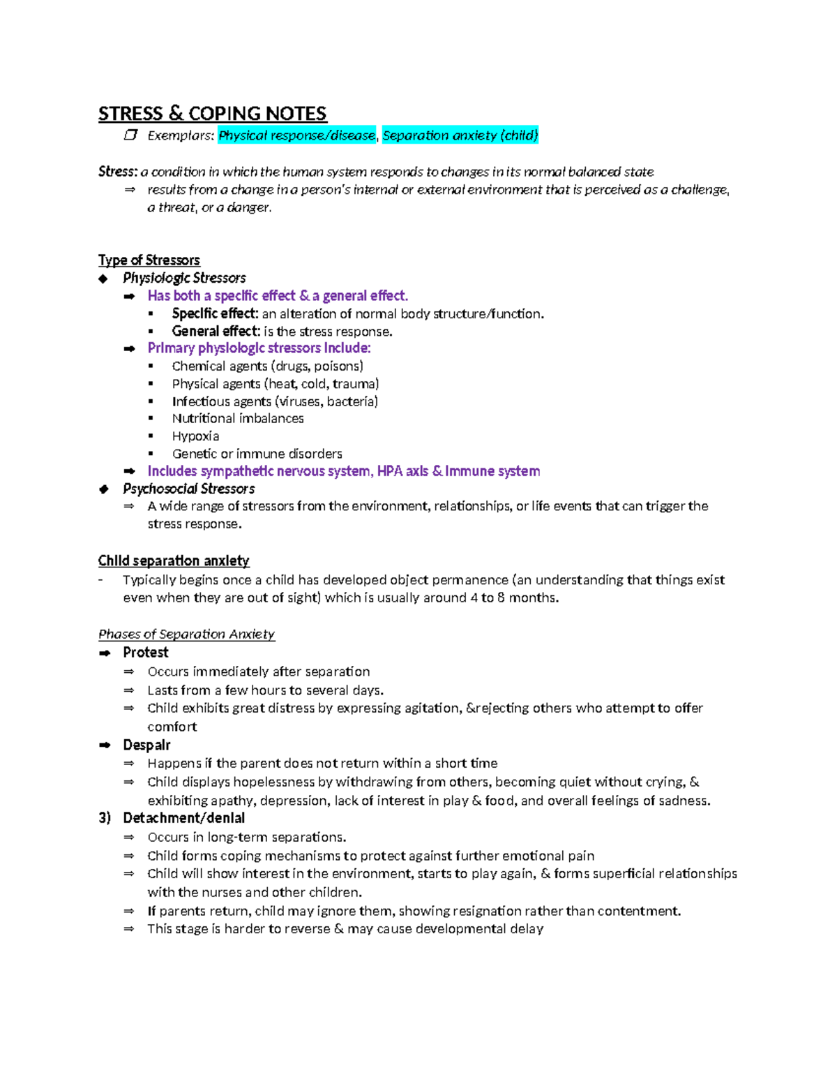 Stress Coping Notes: Understanding Child Separation Anxiety and ...