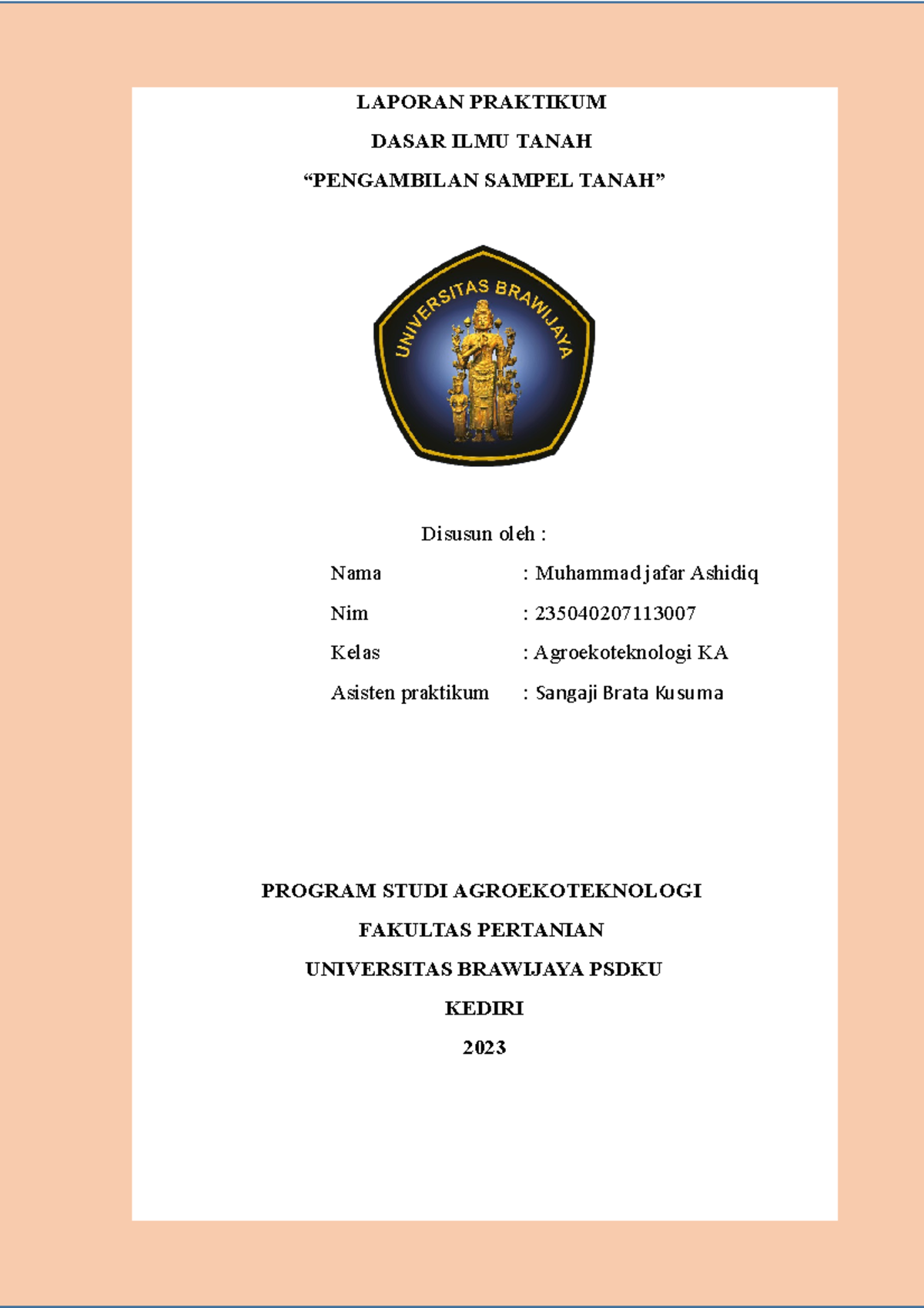 Laporan Praktikum Pengambilan Sampel Tanah Dasar Ilmu Tanah M1 - Document Preview