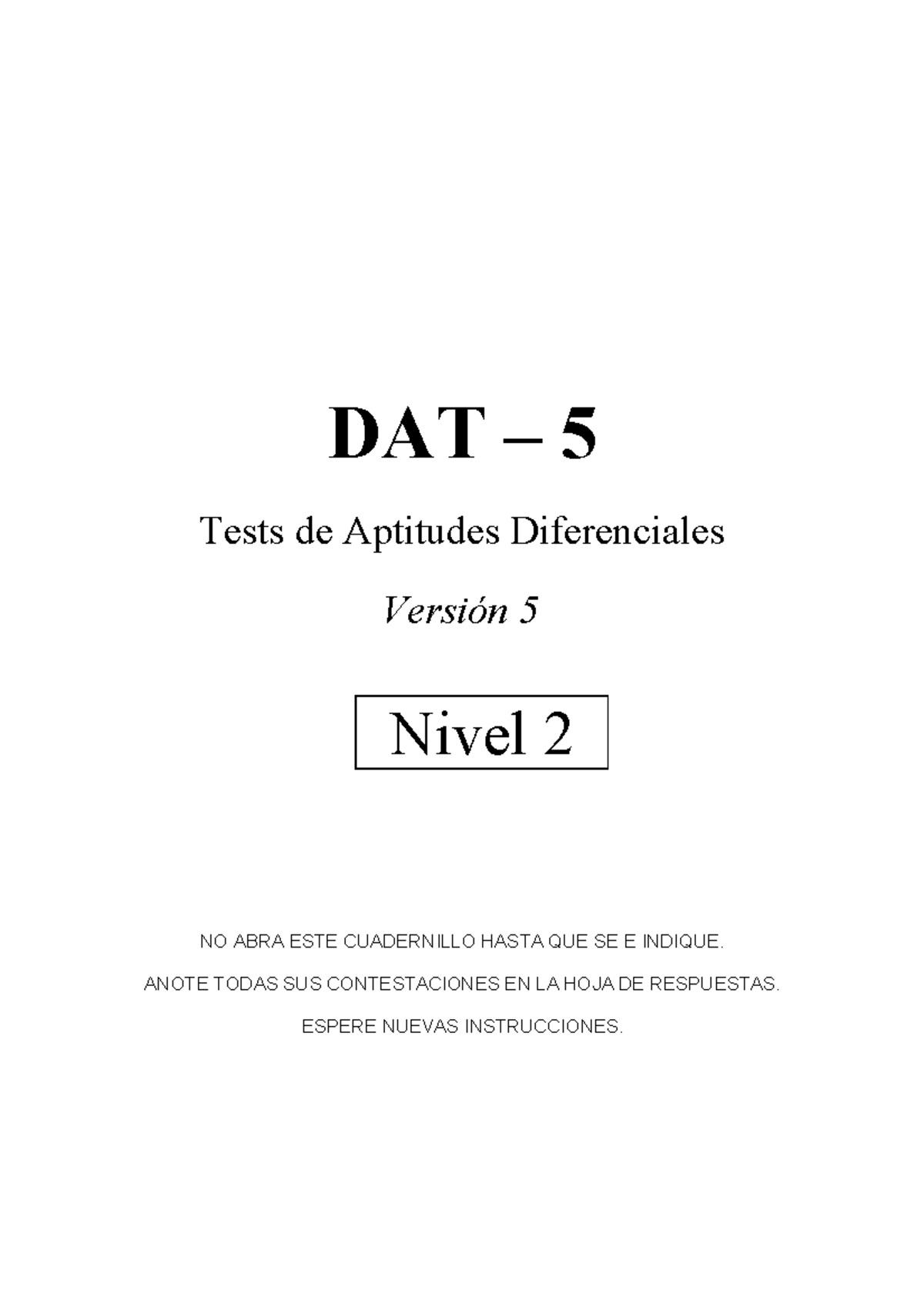 DAT 5 - Cuestionario de Aptitudes Diferenciales (Versión 2) - Studocu