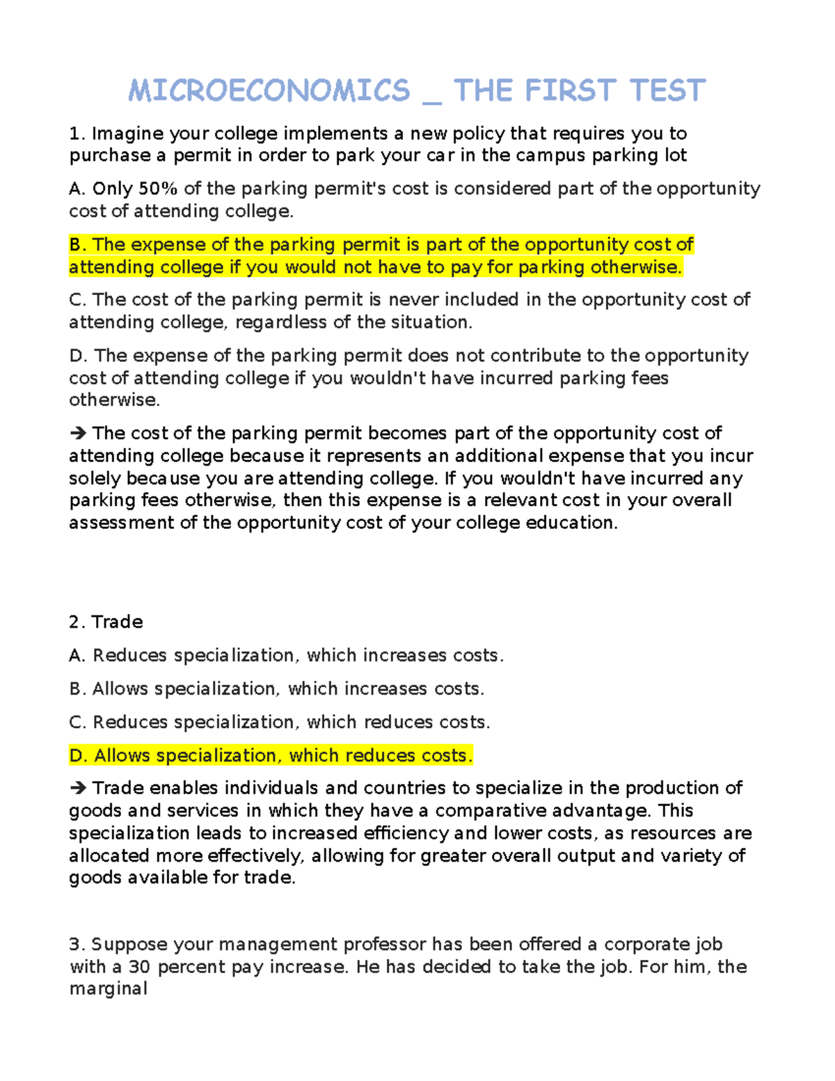 MICROECONOMICS 101: FIRST TEST STUDY GUIDE & KEY CONCEPTS - Studocu