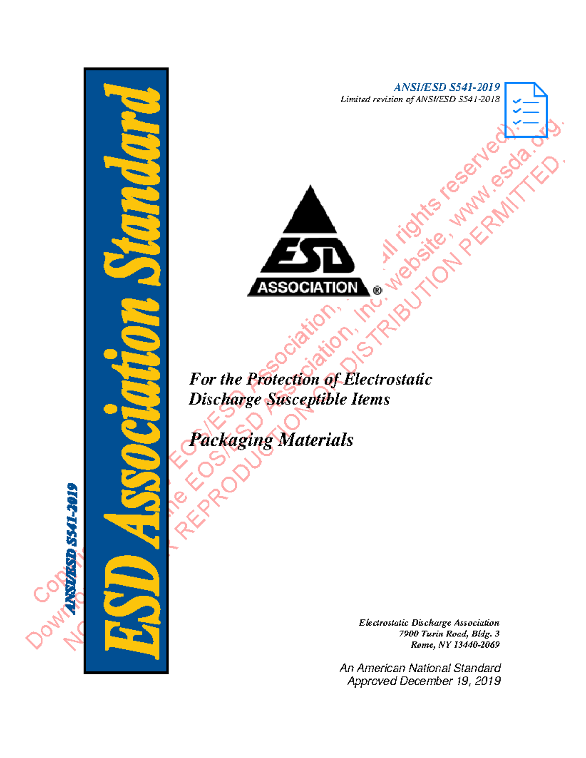 ESD Packaging Standards: ANSI/ESD S541-2019 Overview and Guidelines ...