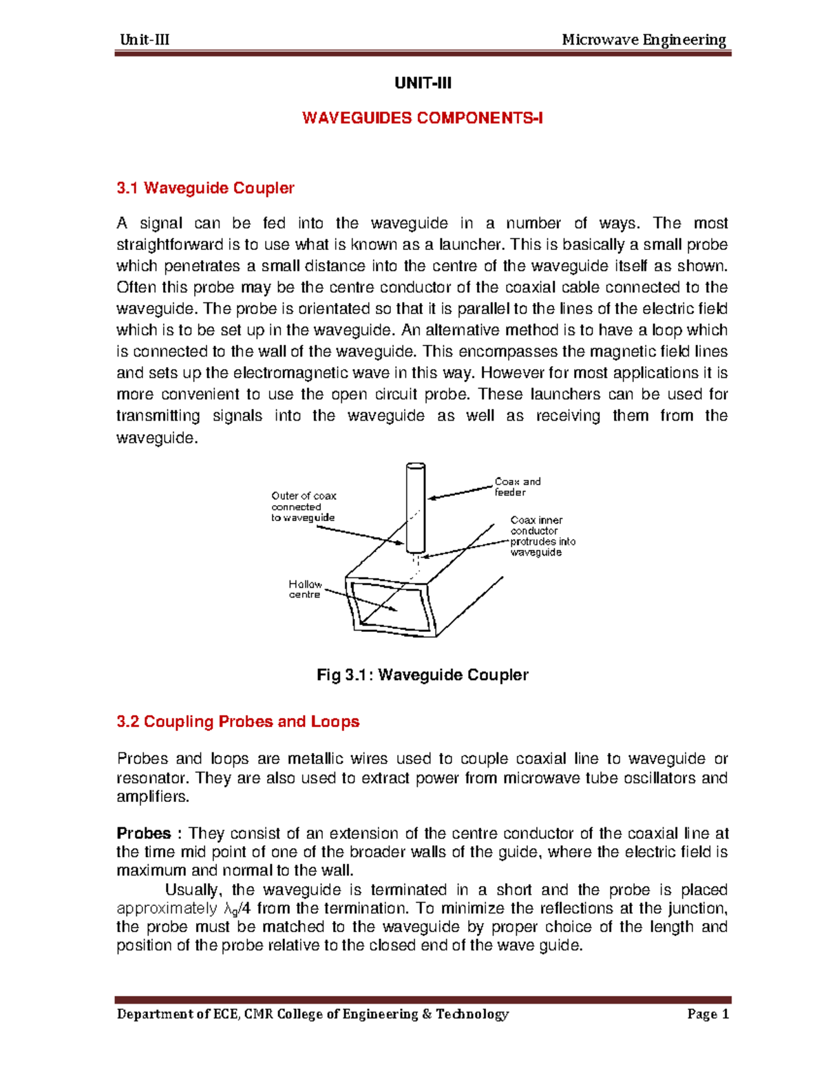 Microwave Engineering ECE Lecture Notes: Waveguide Couplers ...