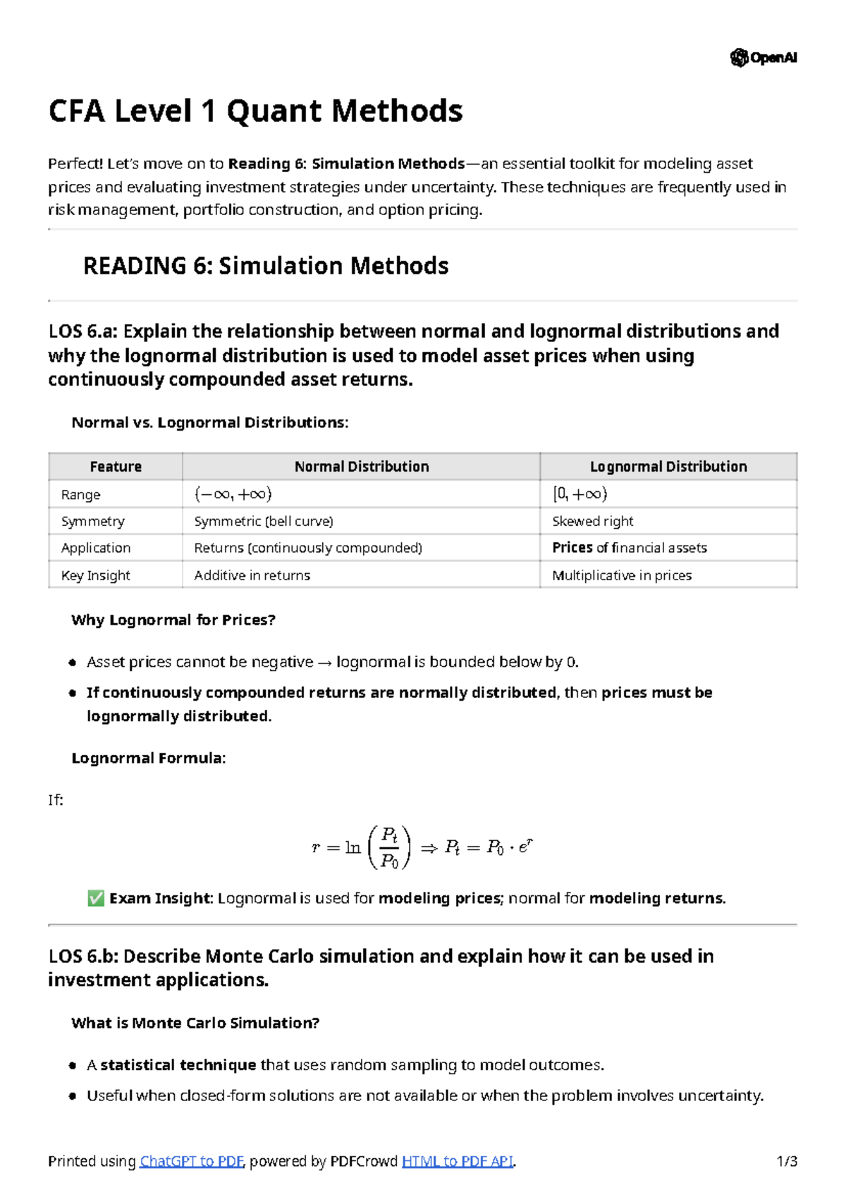 CFA Level 1 Quant Methods: Reading 6 - Simulation Techniques for Asset ...