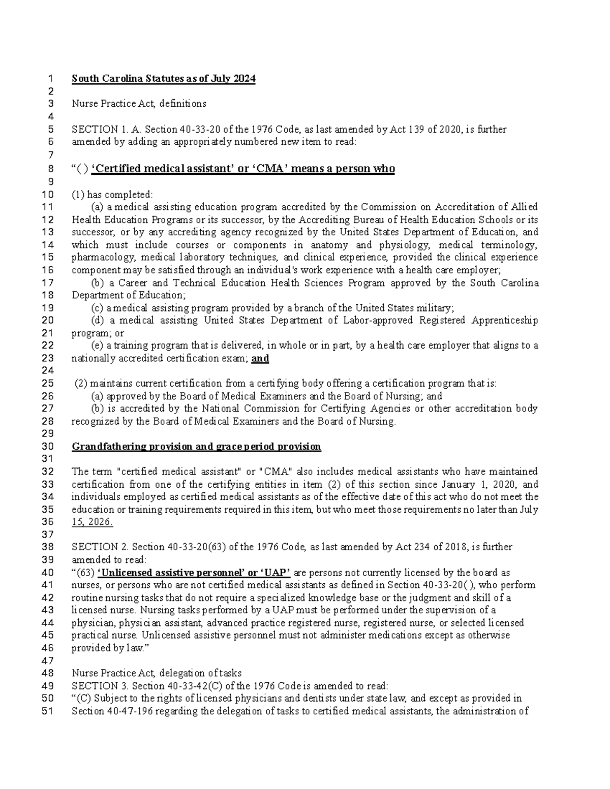 South Carolina Nurse Practice Act Updates - July 2024 - Studocu