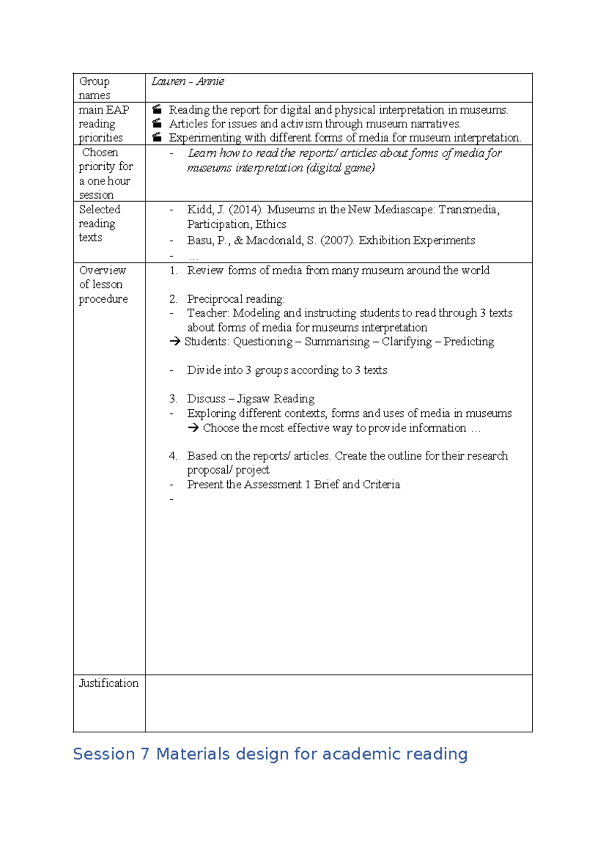EAP 101: Materials Design for Academic Reading Session Overview - Studocu