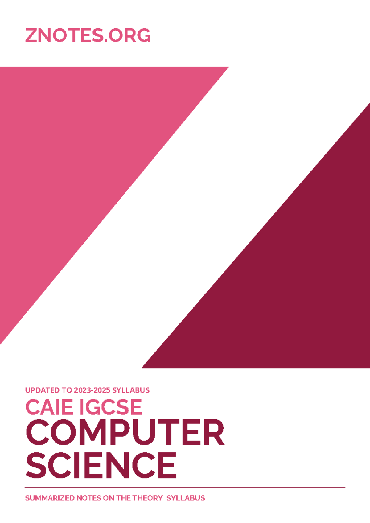CAIE IGCSE Computer Science 0478 Theory Notes - Comprehensive Summary ...