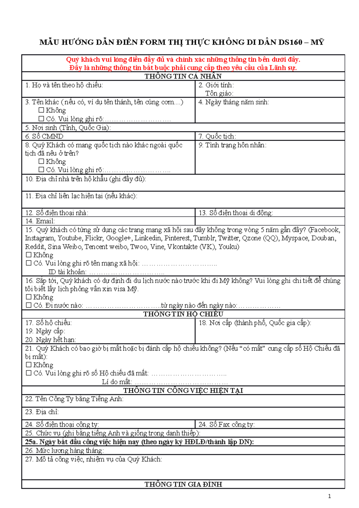 Huong DAN KHAI FORM XIN VISA MY - FORM 160 - MẪU HƯỚNG DẪN ĐIỀN FORM ...