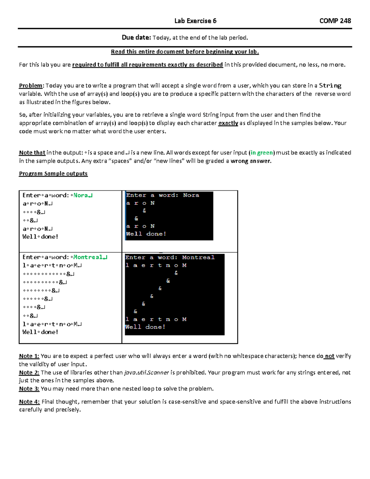Lab 6: For Loops & Arrays in Java - User Input Pattern Program - Studocu