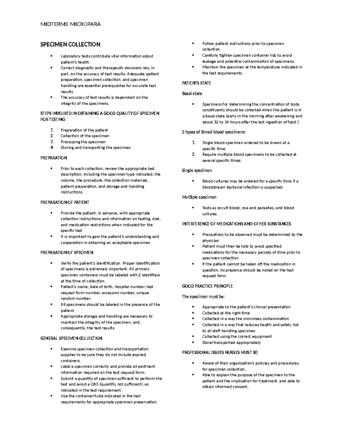 Midterms Microbiology: Essential Guidelines for Specimen Collection ...