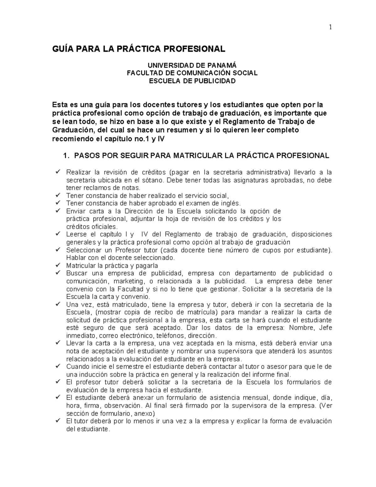 Guía para la Práctica Profesional: Estructura del Informe - Comunicación Social - Document Preview