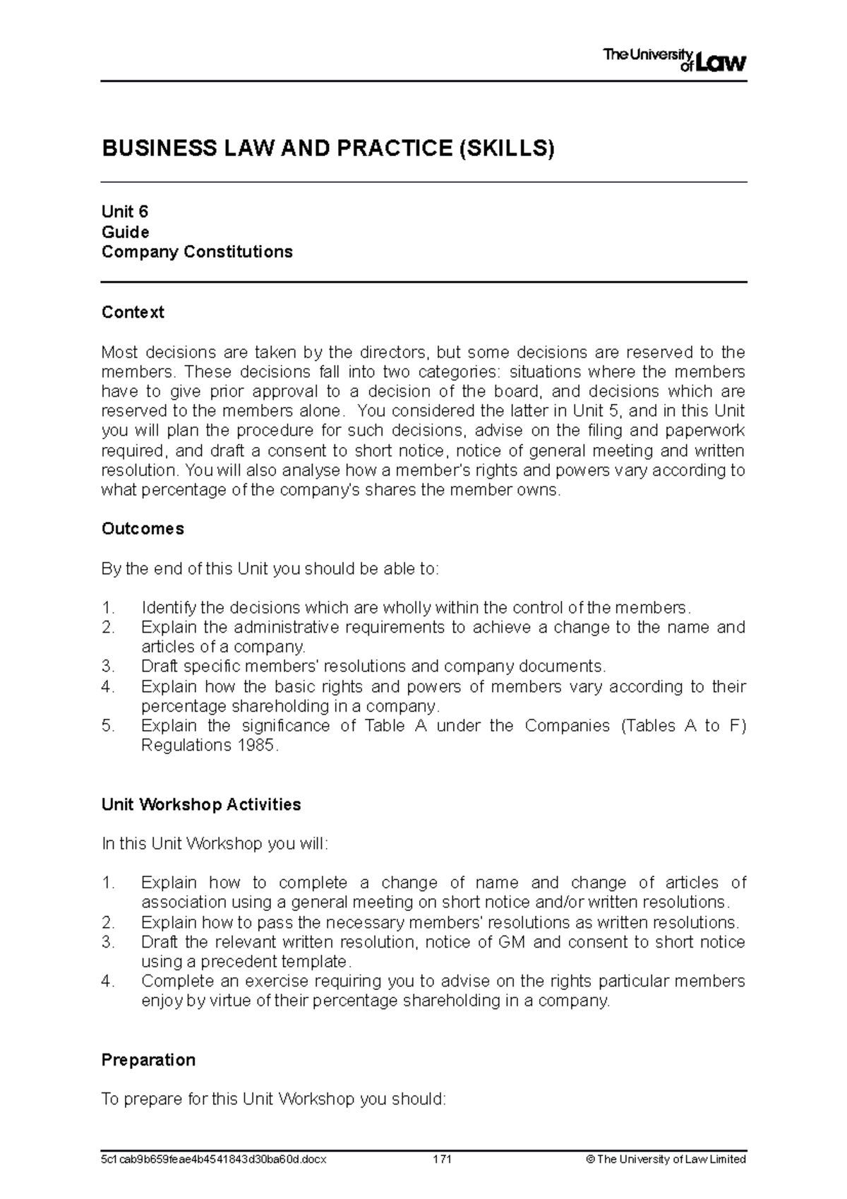 2223 blp ws06 ce01 guide - BUSINESS LAW AND PRACTICE (SKILLS) Unit 6 ...