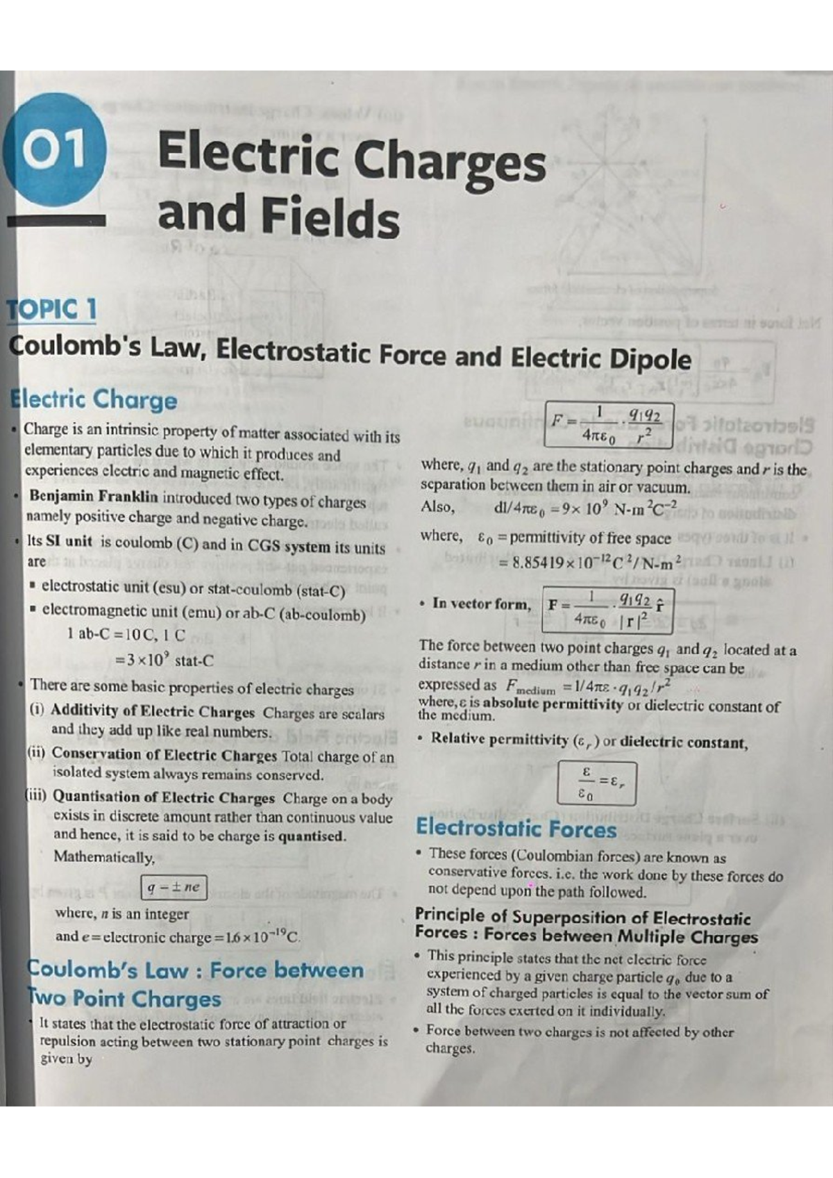 Electric Charges and Fields (CBSE 12th) - PYQs and Solutions - Studocu