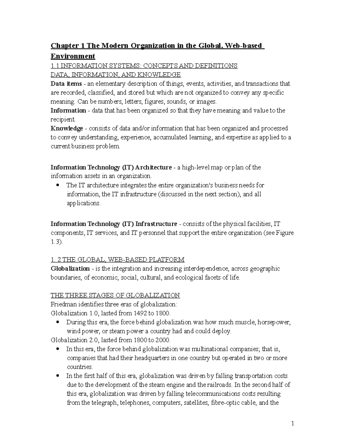 Midterm Notes on IS Concepts: Globalization & Information Systems - Studocu
