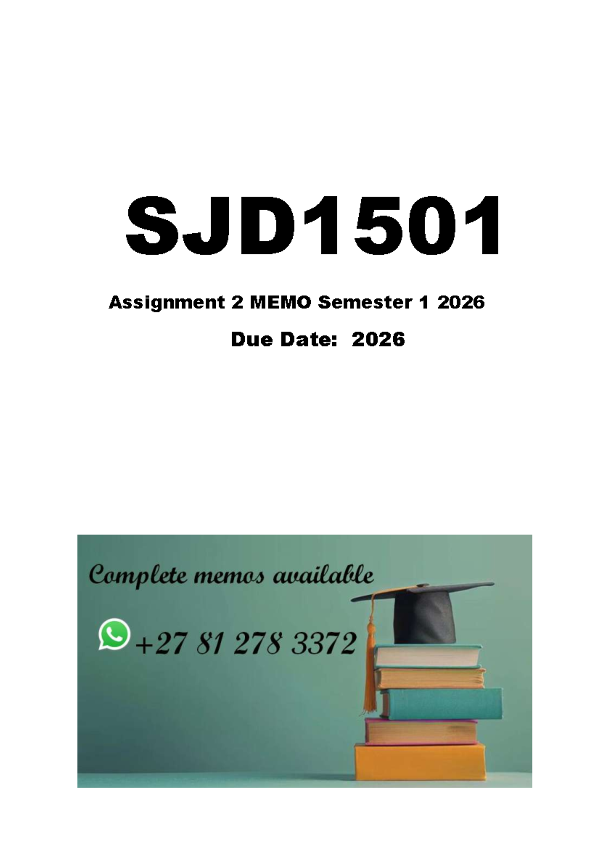 SJD1501 Assignment 2 MEMO - Semester 1 2026 - Studocu