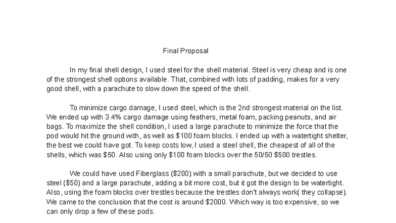 Futura ME 101 Final Proposal: Shell Design Analysis - Studocu