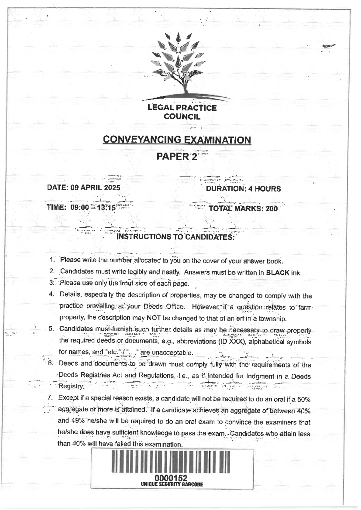 Conv 2025 P2 - Legal Practice Council Conveyancing Exam Paper - Studocu