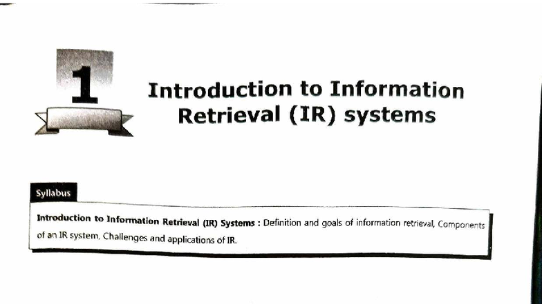 Information Retrieval (IR) Systems: Syllabus Overview and Key Concepts ...