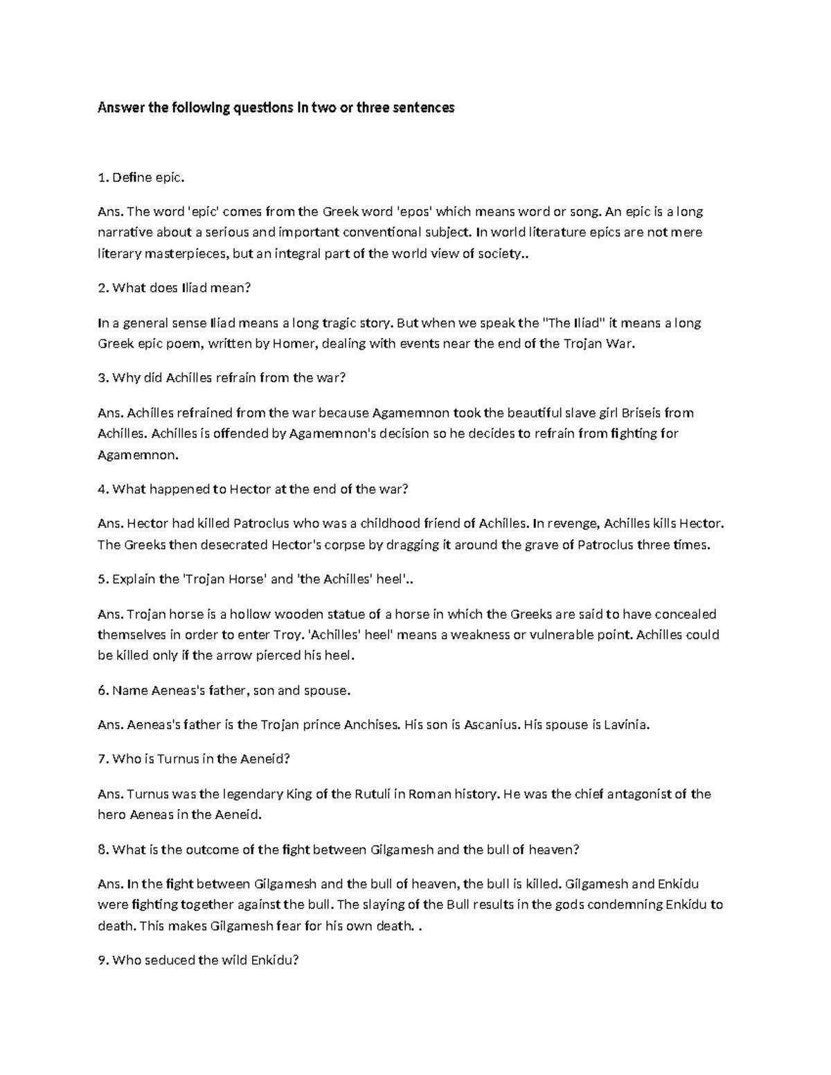 Classics of World Literature: Module 1 Notes - Studocu
