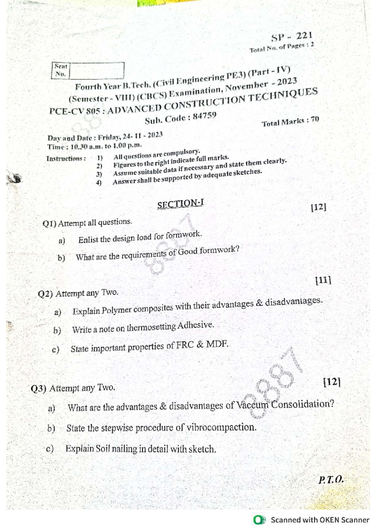 Advanced Construction Techniques (ACT) Question Papers - B.Tech. Civil ...