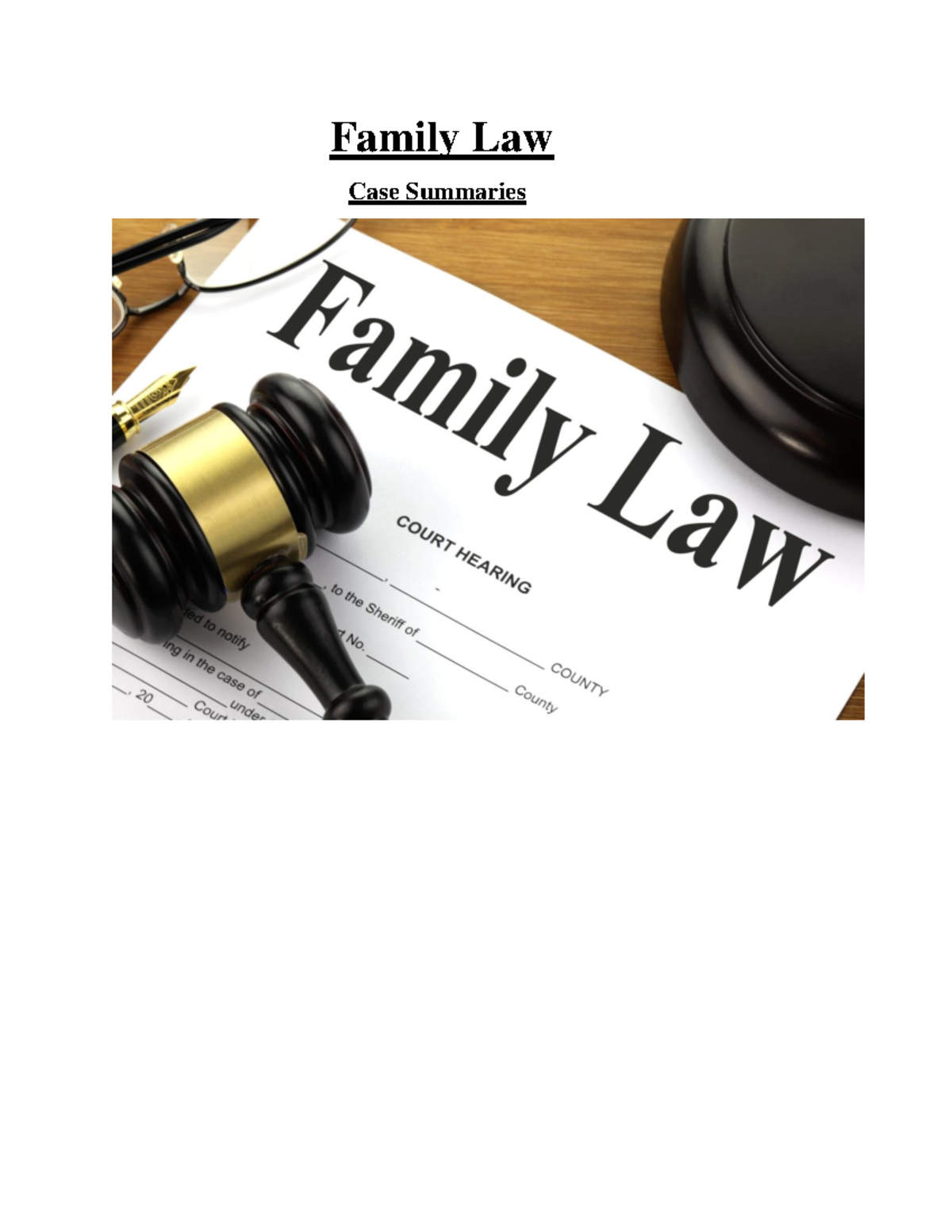 Family Law Case Summaries: Key Judgments and Legal Principles - Studocu