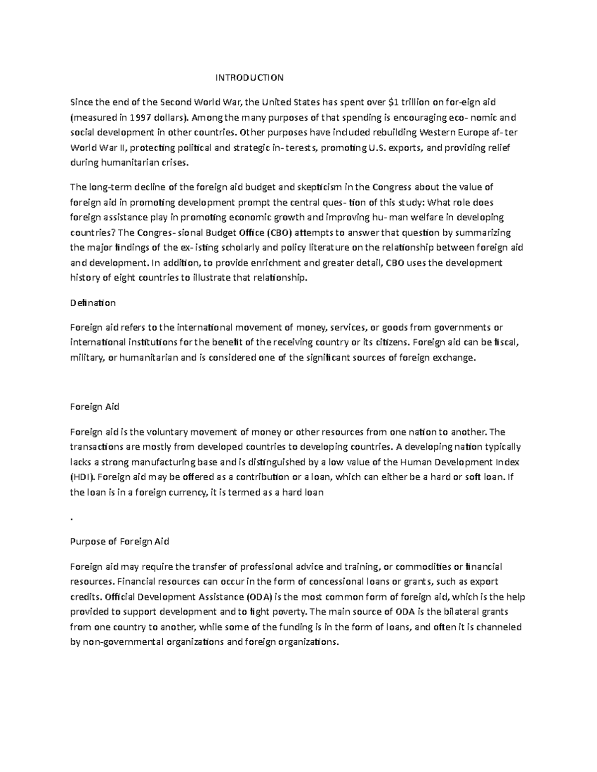 Foreign Aid and Its Impact on Economic Growth and Development - Studocu