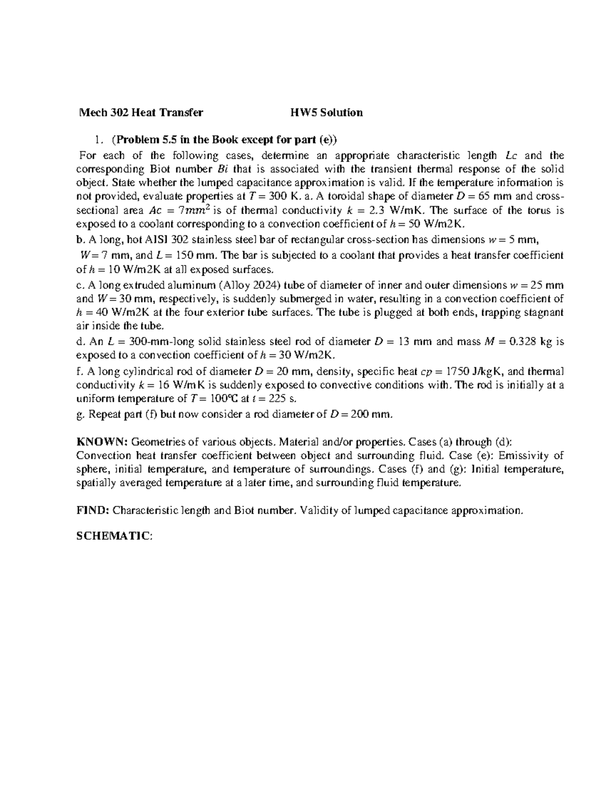Mech302 - Lecture Notes on Heat Transfer HW5 Solutions and Analysis ...