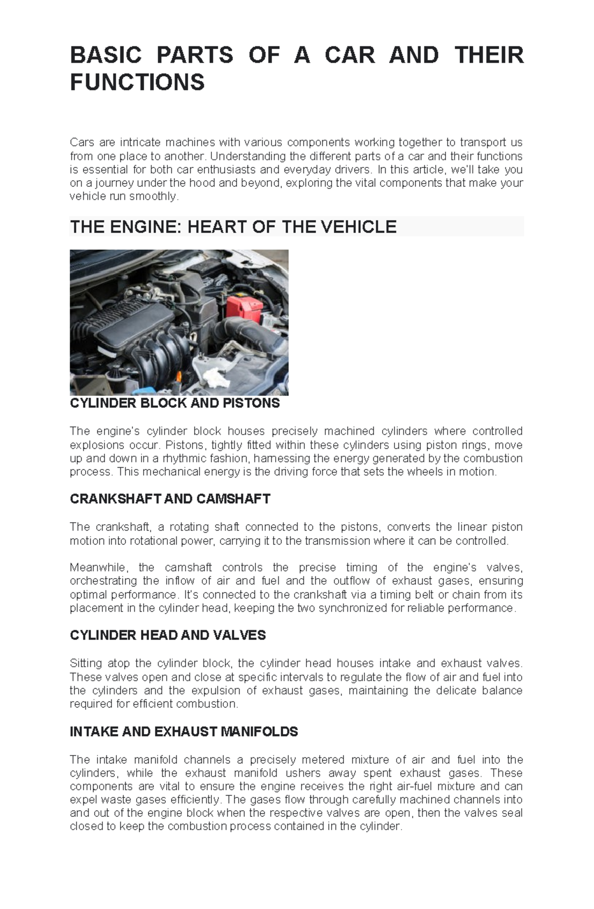 Understanding Basic Car Parts and Their Functions: A Comprehensive ...