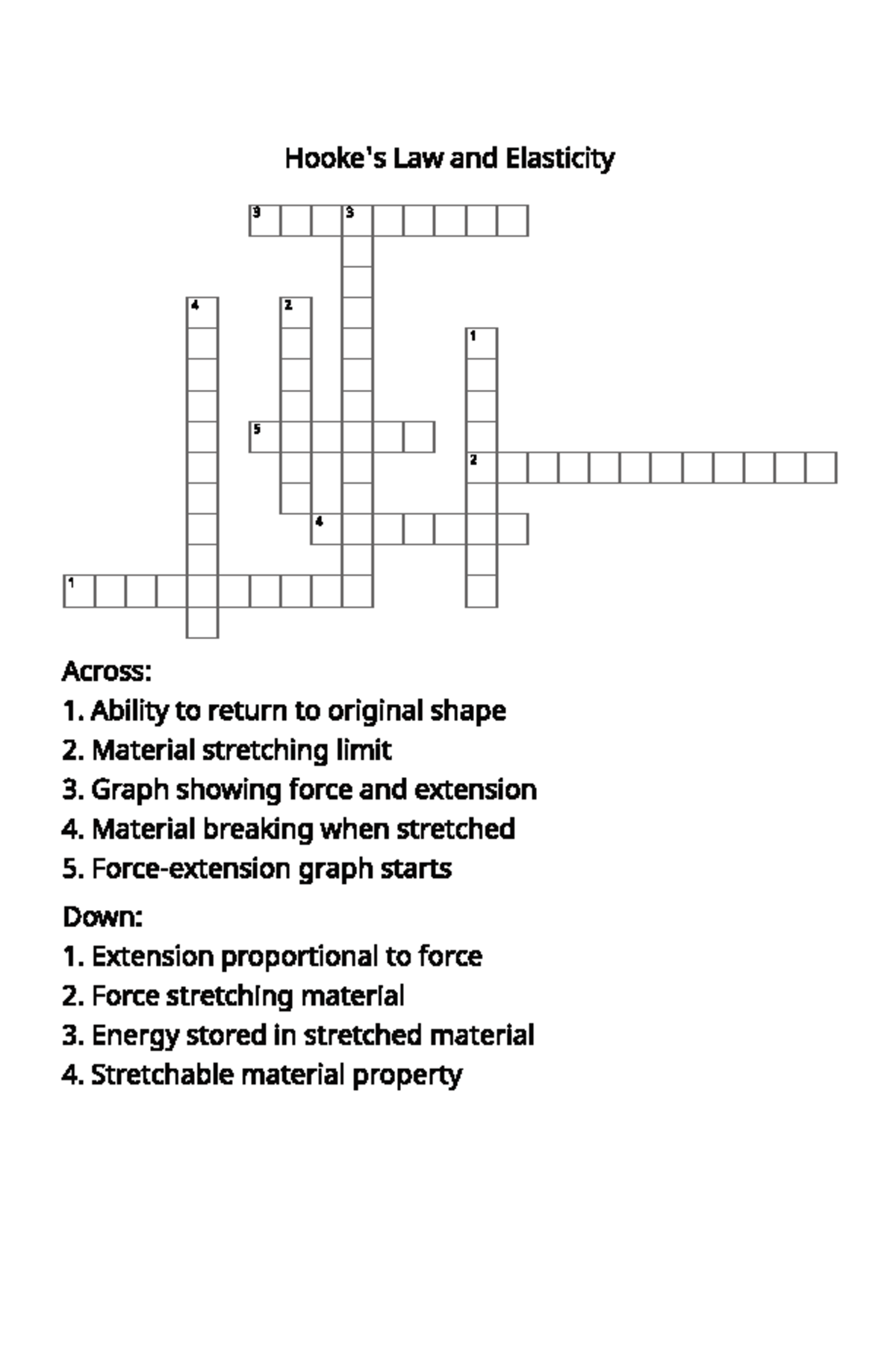 Law and Elasticity Revision Notes & Crossword Puzzle (GCSE Physics ...