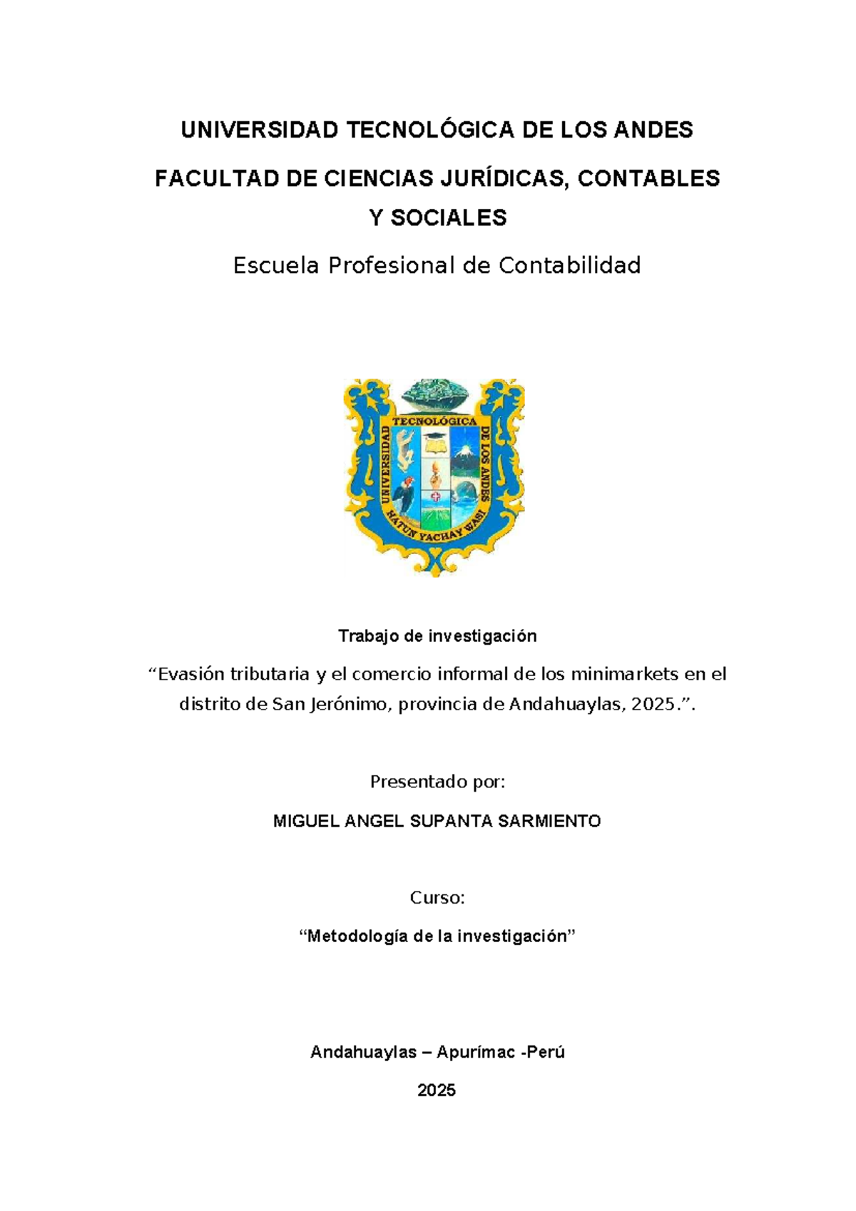 Investigación sobre Comercio Informal y Evasión Tributaria en ...