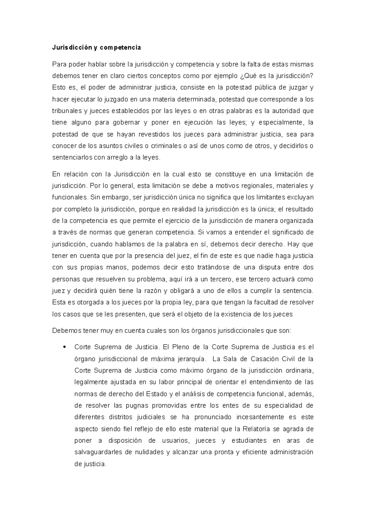 Ensayo sobre Jurisdicción y Competencia en Derecho 101 - Studocu