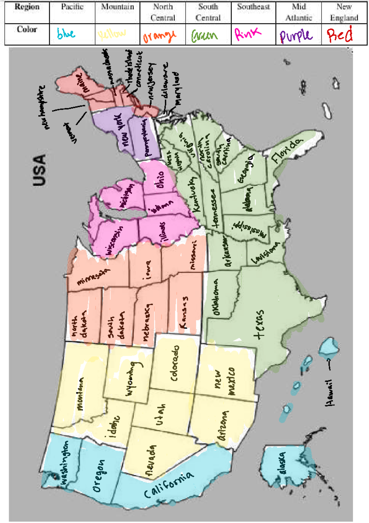 U.S. Map Color Regions Overview: States and Their Classifications - Studocu