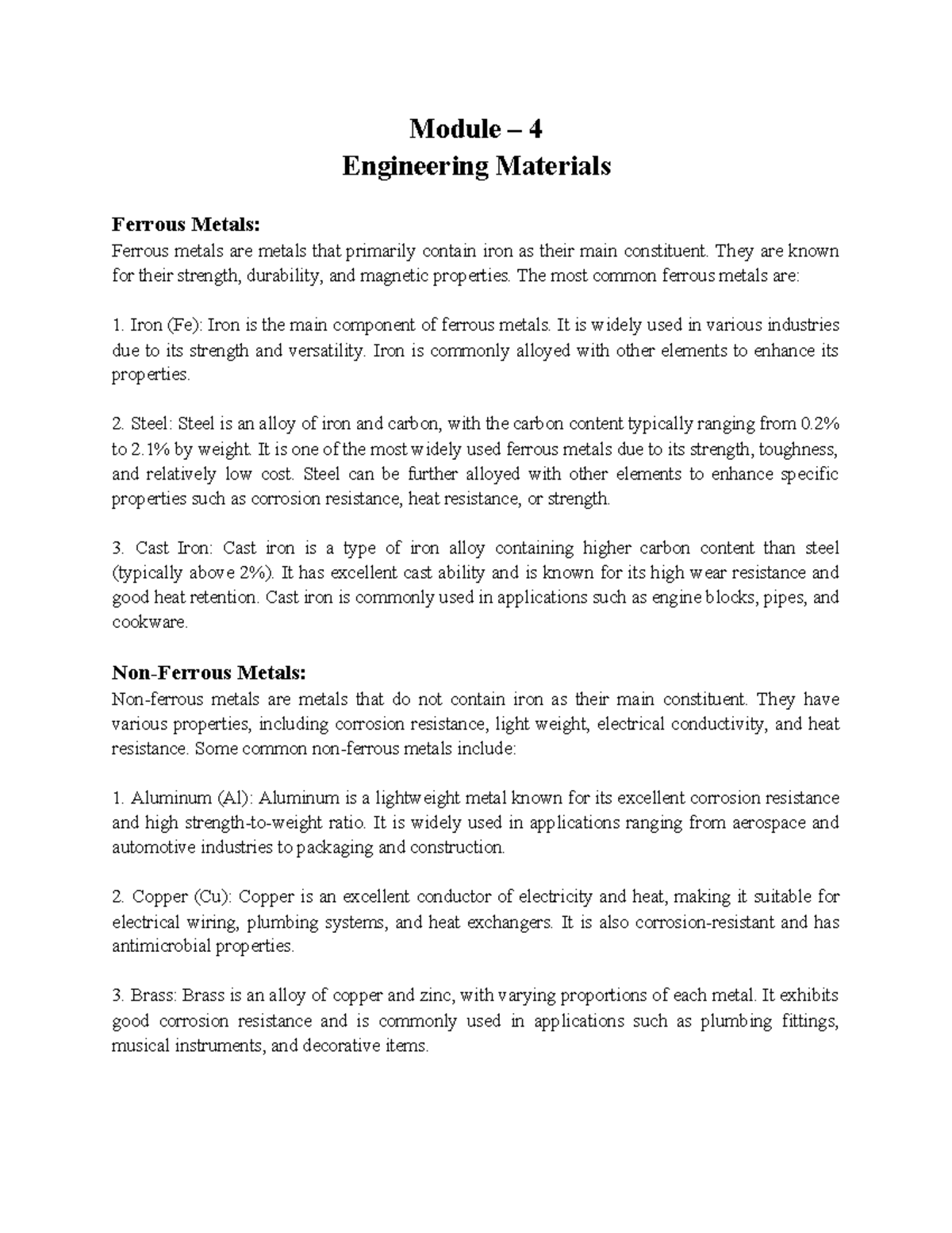 PN Besck 204D M4 - Engineering Materials: Ferrous & Non-Ferrous Metals ...