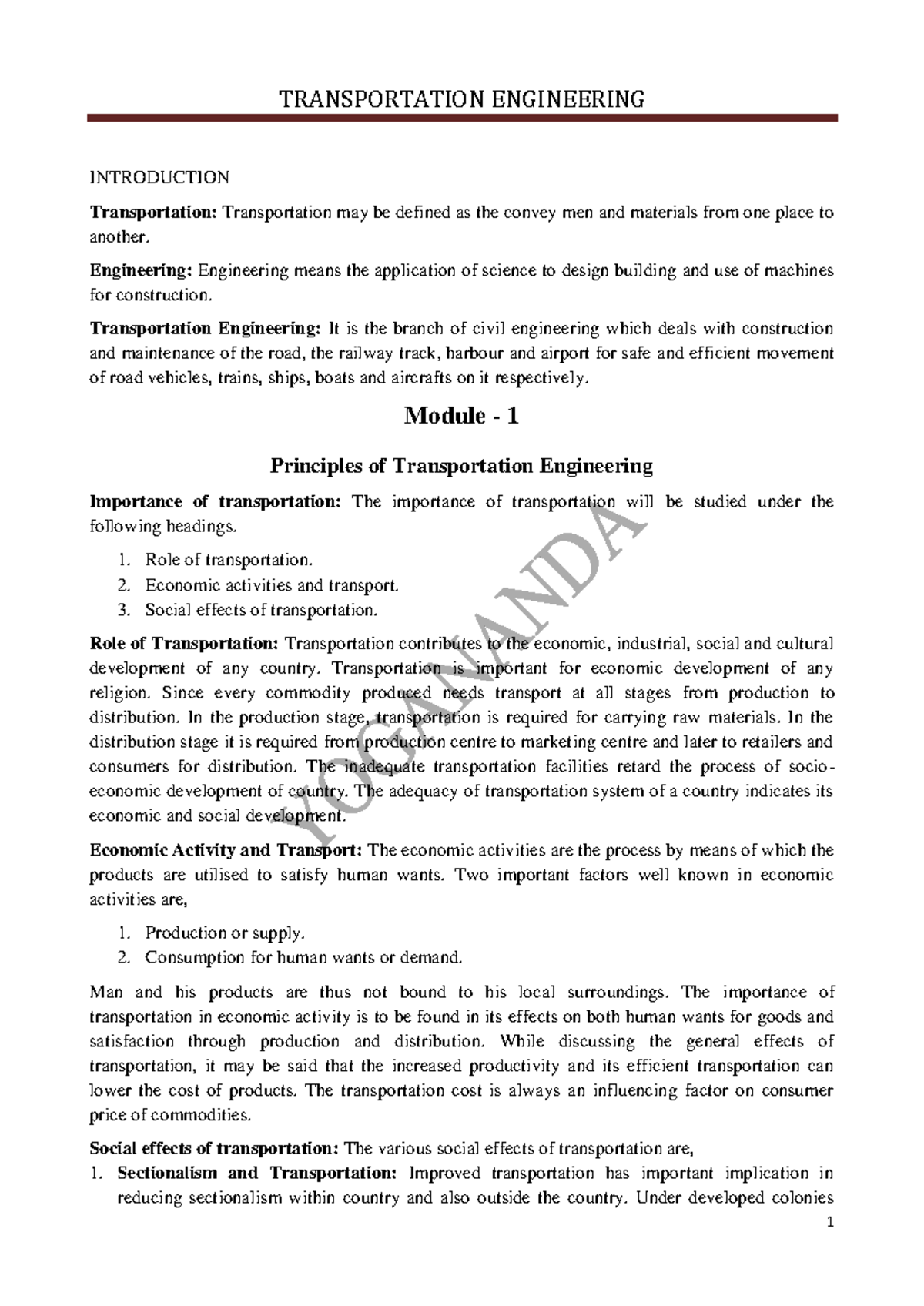Transportation Engineering Full Notes: Principles, History ...