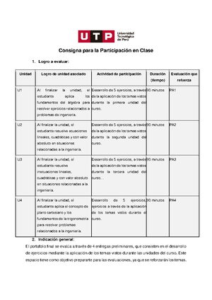 Dci I N Indica Consigna Para Pr Ctica Calificada Logro A Evaluar