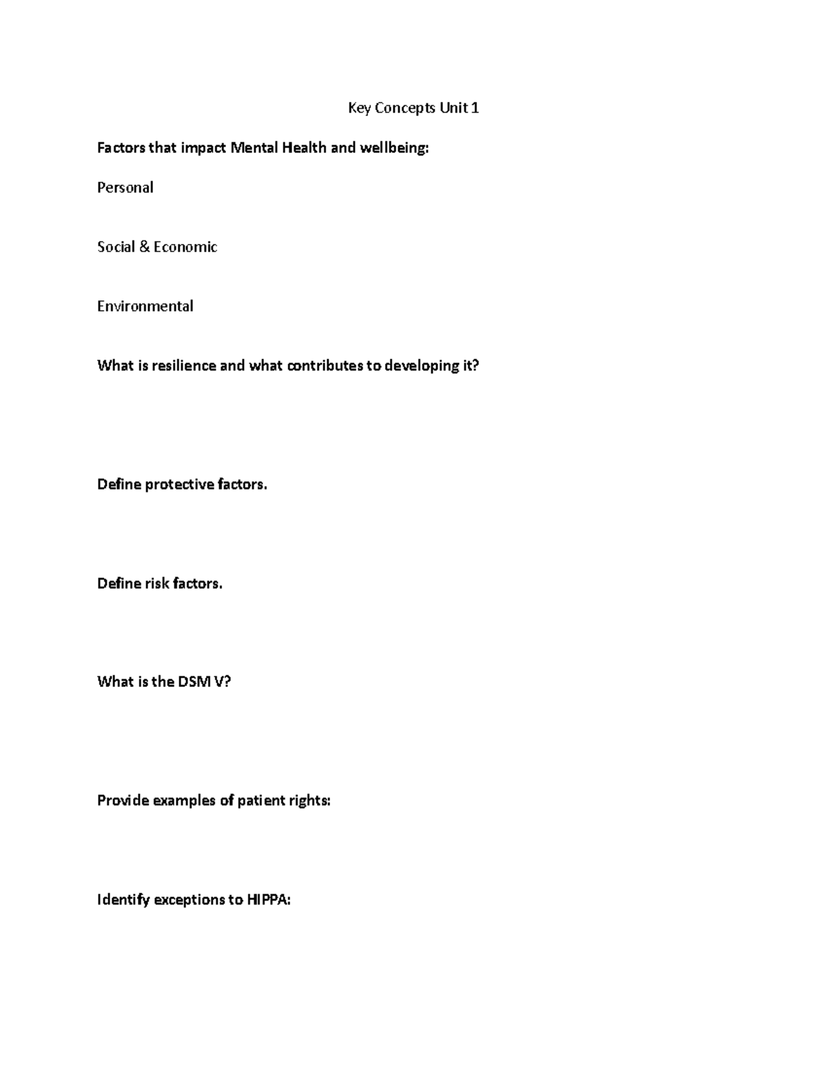 Key Concepts Unit 1 - 2023 - Key Concepts Unit 1 Factors that impact ...