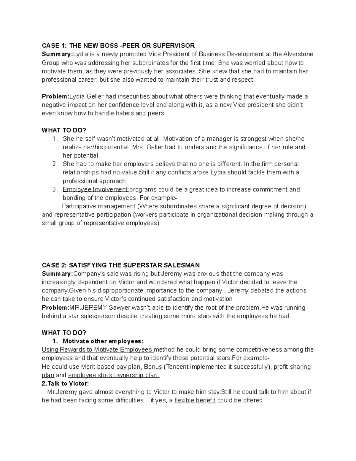 Copy of OB Case study copy - CASE 1: THE NEW BOSS -PEER OR SUPERVISOR ...